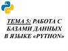Работа с базами данных в языке «Python». Тема 5