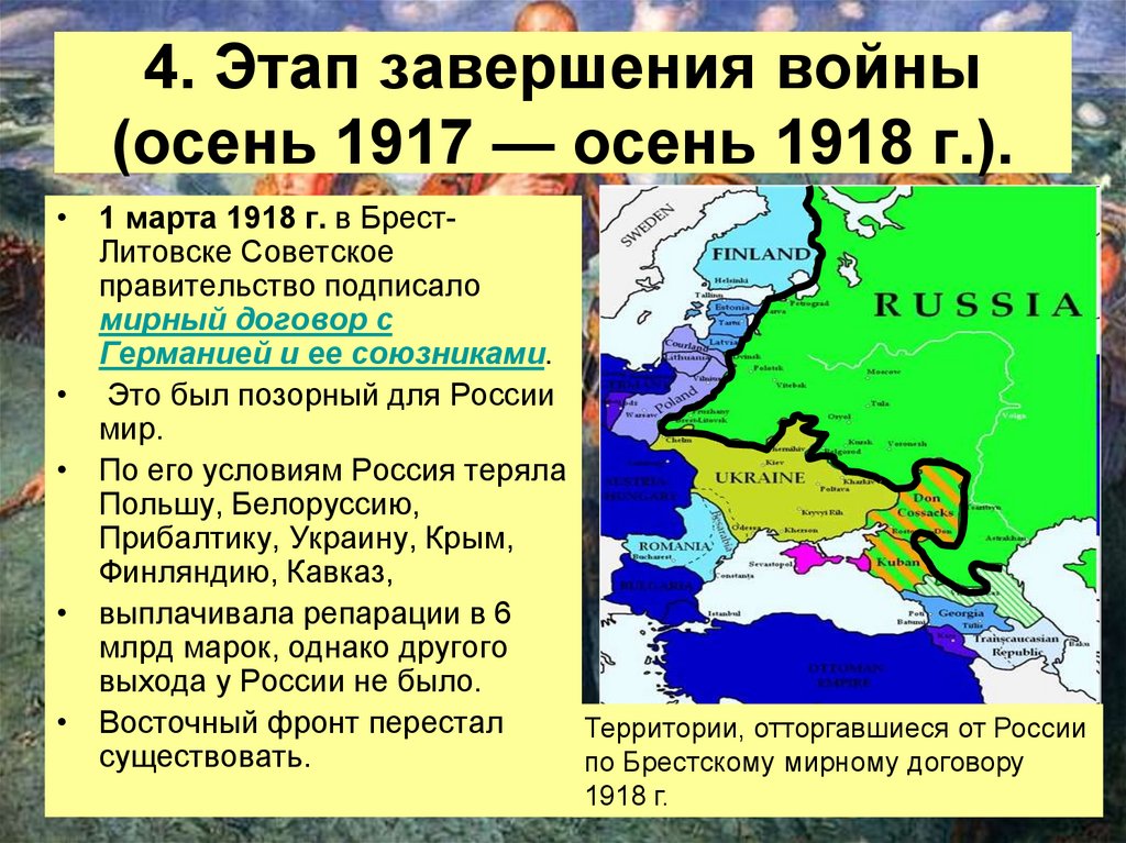 Заключение брест литовского мирного договора присоединение крыма. Место заключения мирного договора между Россией и Германией.