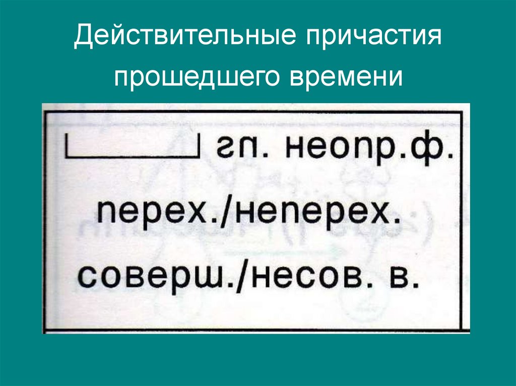 Хранить действительное причастие прошедшего времени