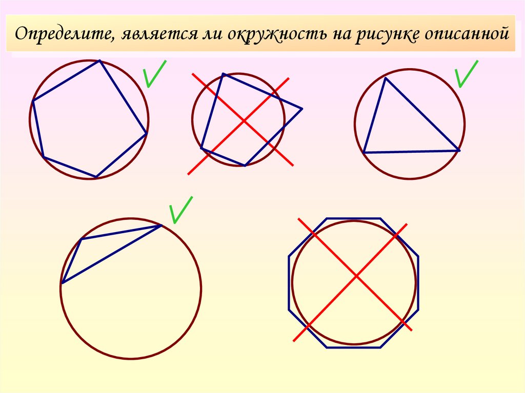 Определите, является ли окружность на рисунке описанной