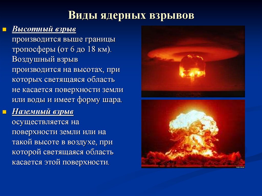 Виды ядерных взрывов