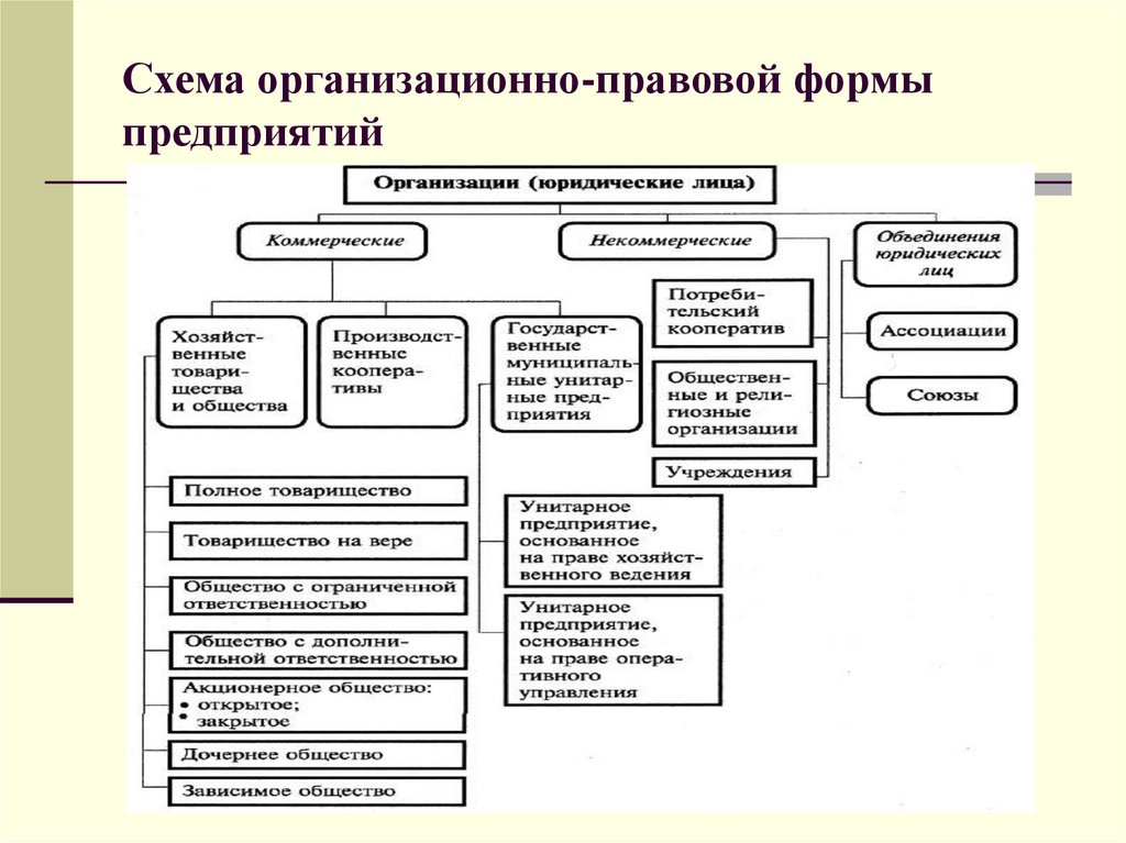 Схема организационно-правовой формы предприятий