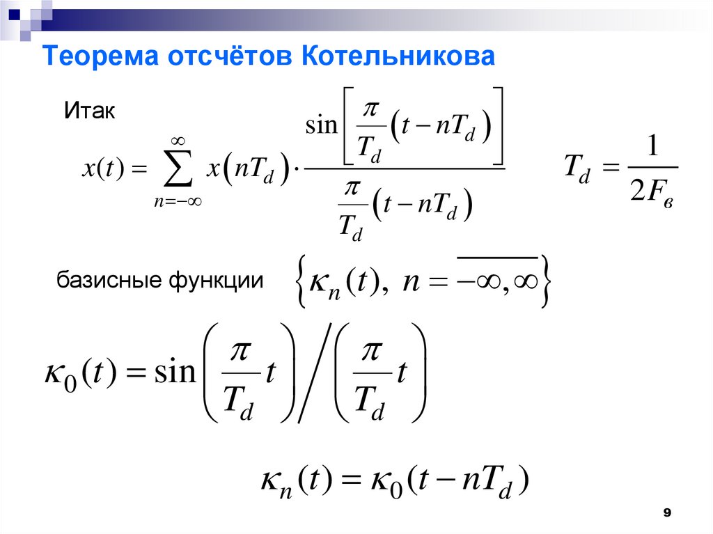 Теорема отсчётов Котельникова