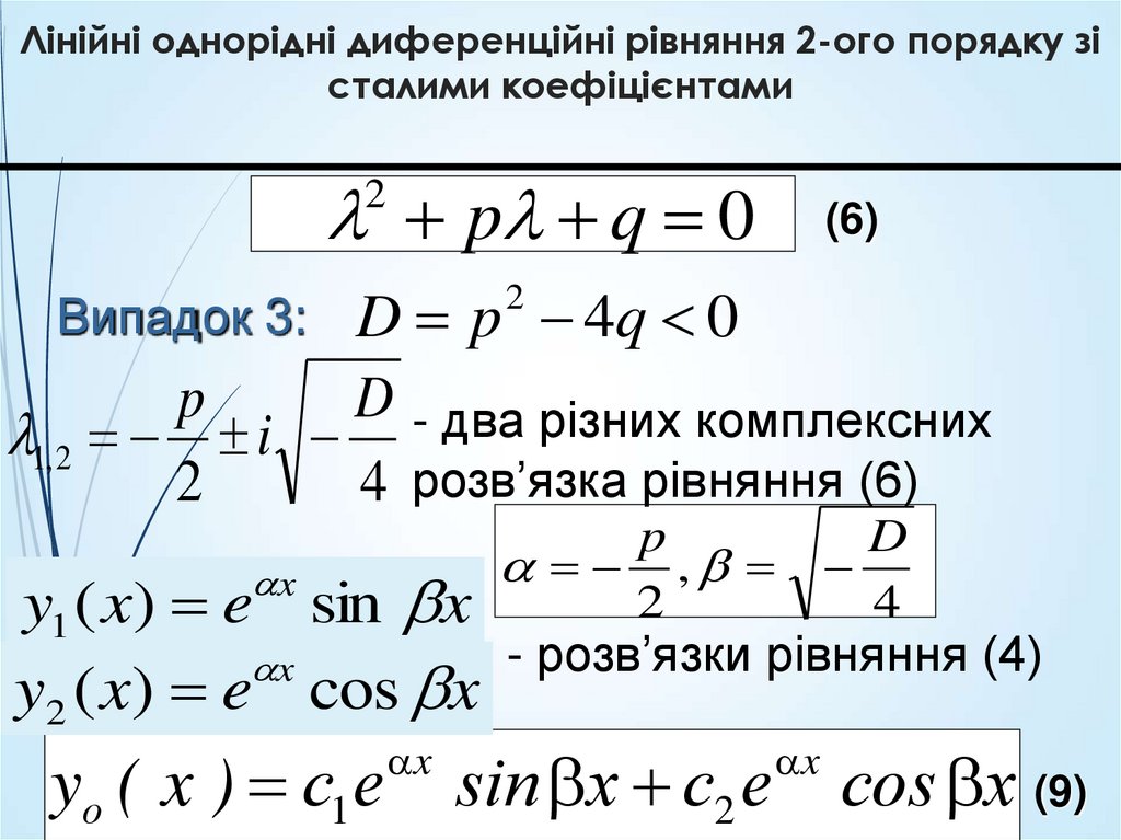 Лінійні однорідні диференційні рівняння 2-ого порядку зі сталими коефіцієнтами