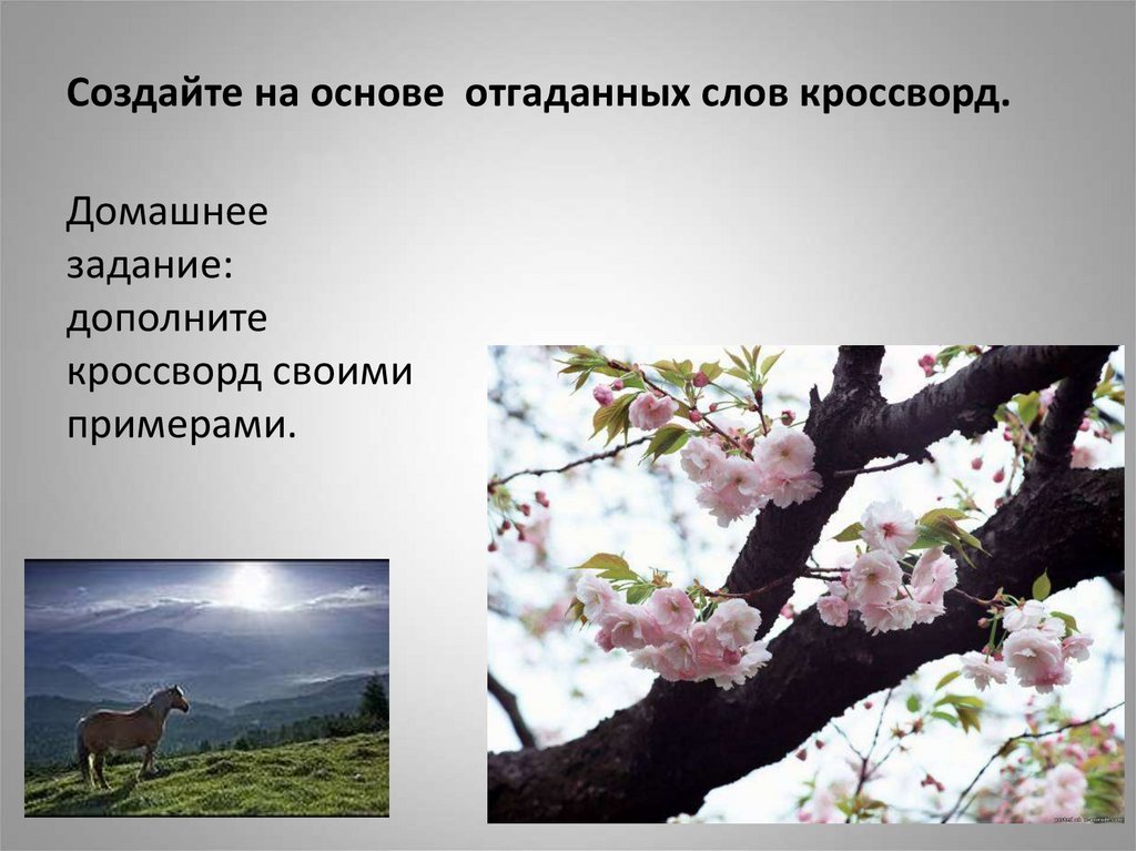 Создайте на основе отгаданных слов кроссворд.