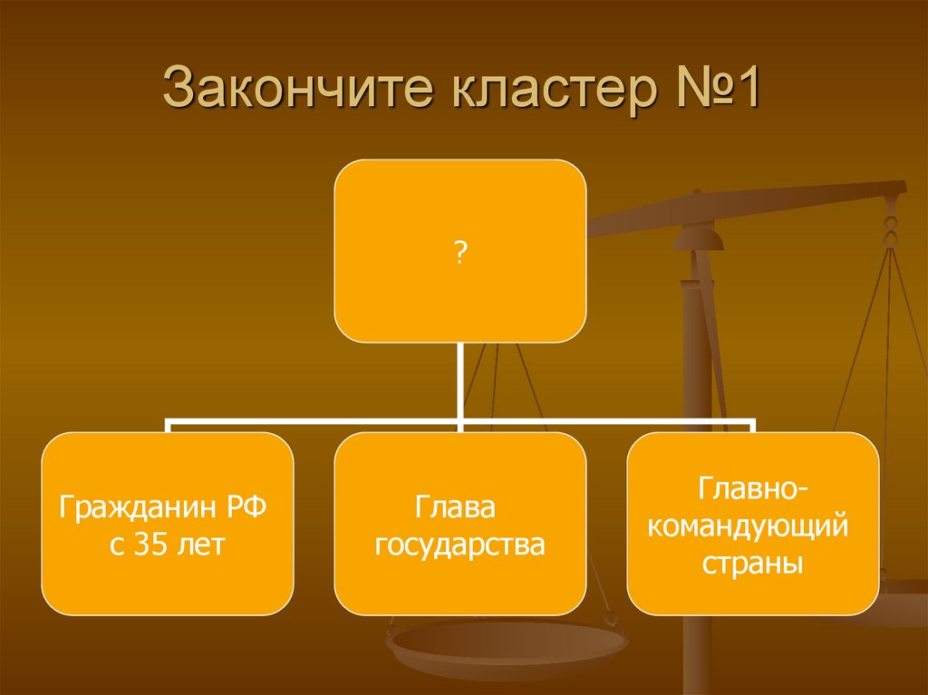 Закончите кластер №1