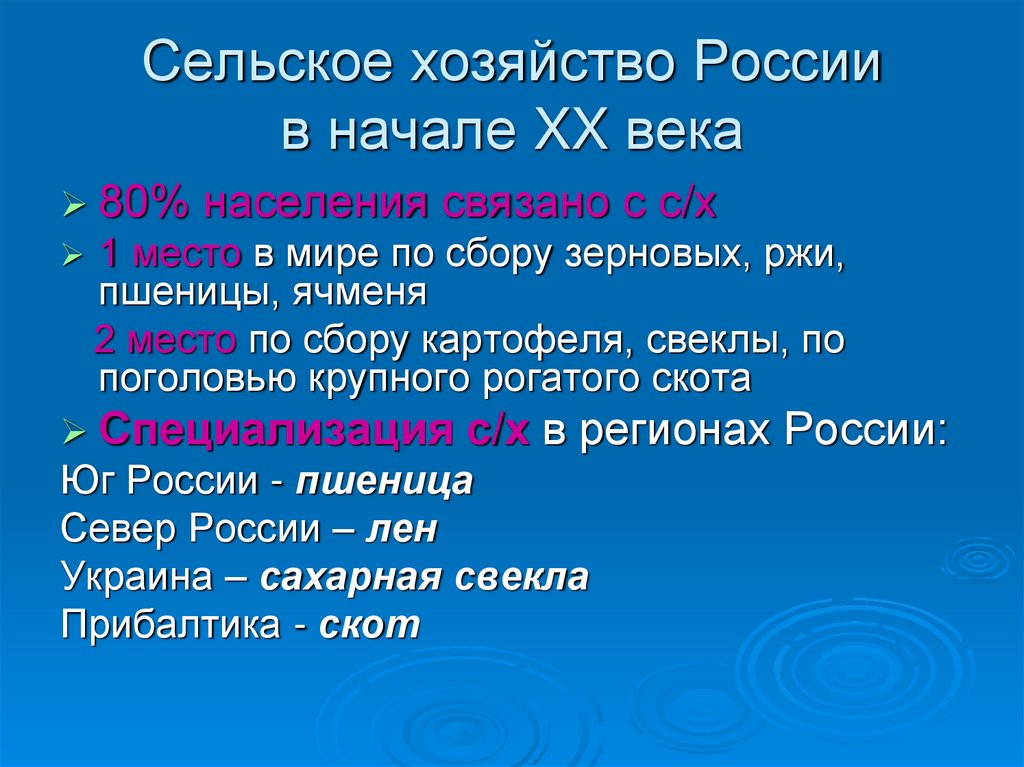 Сельское хозяйство России в начале XX века