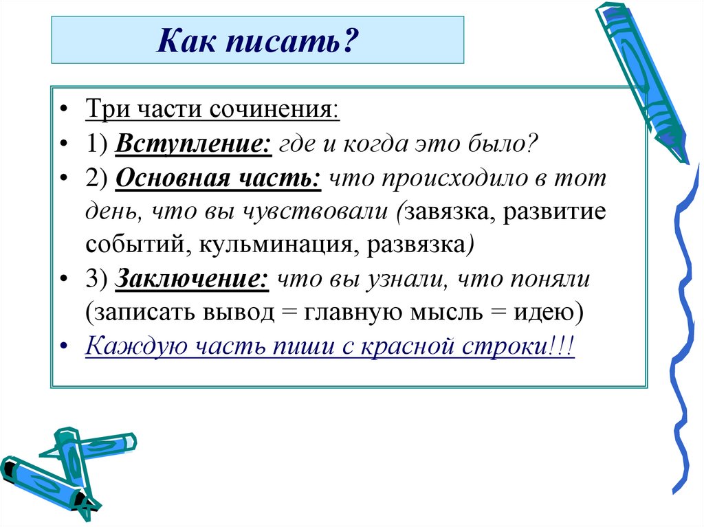 Как писать сочинение 6 класс презентация