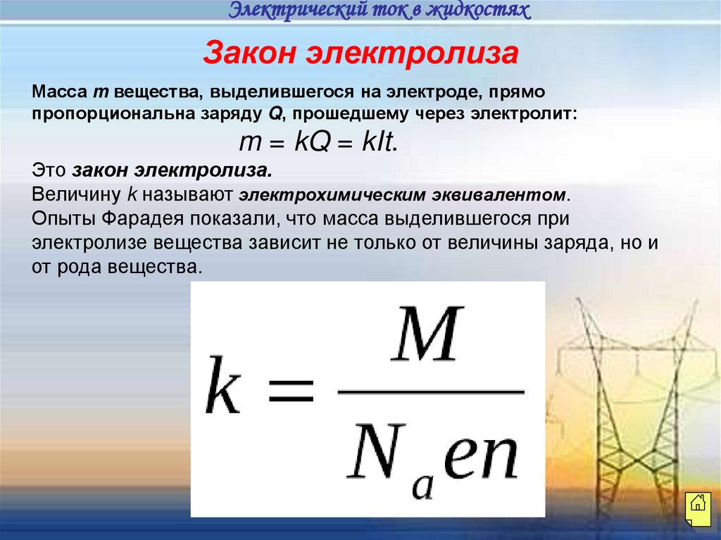 Электрический ток в жидкостях 10 класс физика презентация