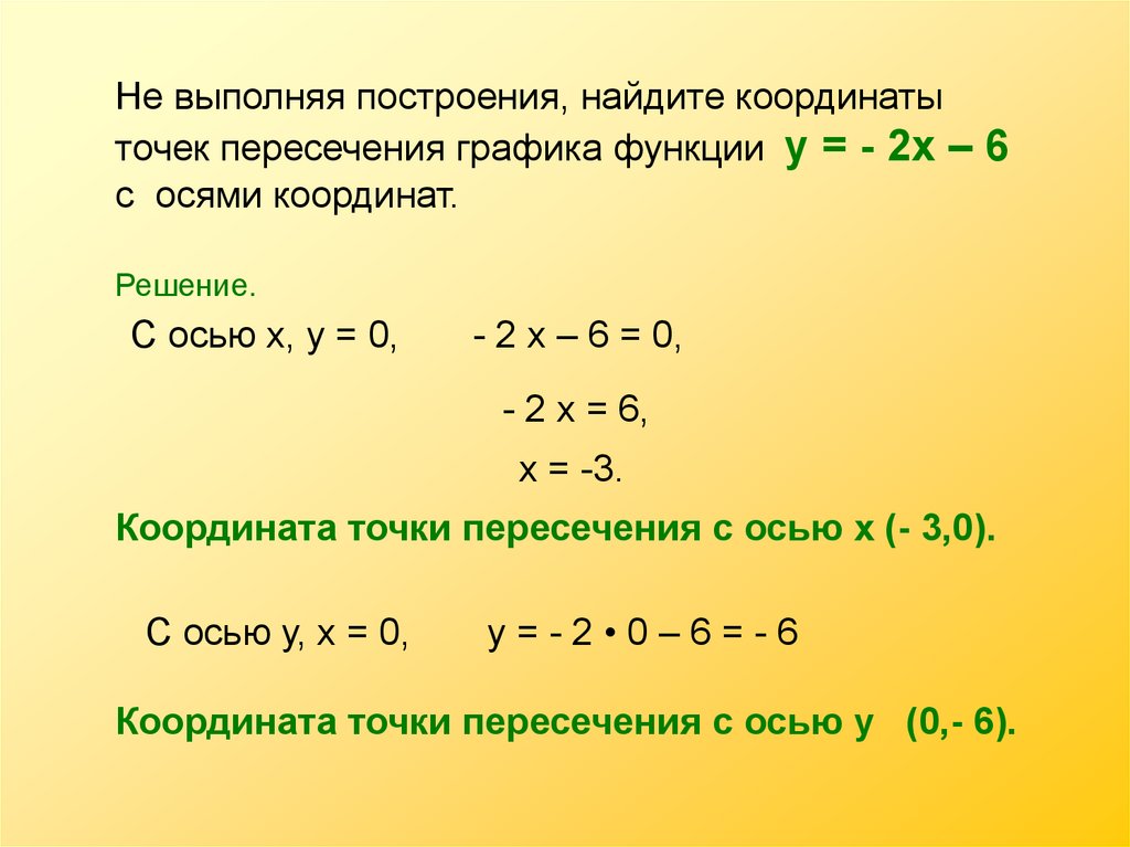 Найти точки пересечения линейных функций