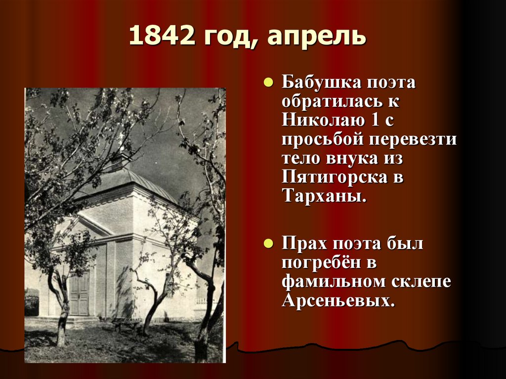 1842 год, апрель
