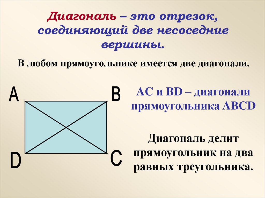 Площадь квадрата равна сумме его смежных сторон. Диагональ. Диагоналт прямоуголеткикм. Диогональпрямоугольника. Диагональ прямоугольника.
