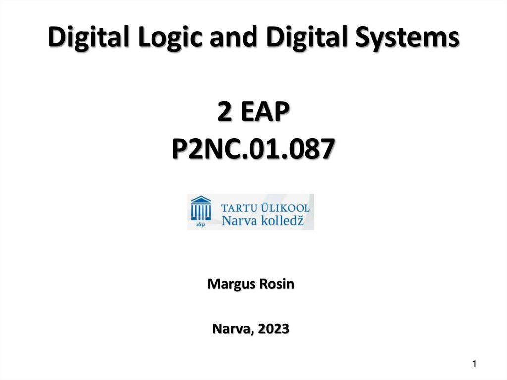 Digital Logic and Digital Systems 2 EAP P2NC.01.087