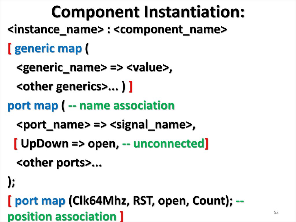 Component Instantiation: