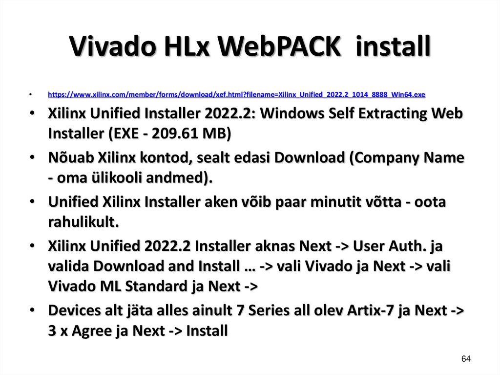 Vivado HLx WebPACK install