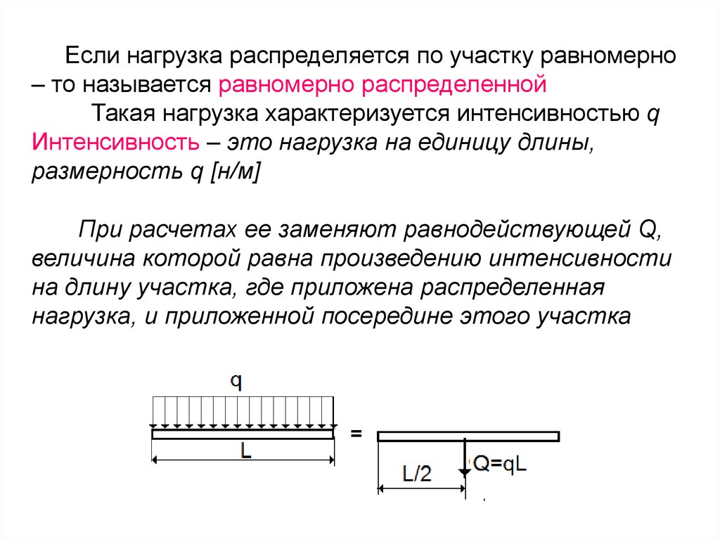 Укажите на каких рисунках распределенная сила правильно заменена сосредоточенной