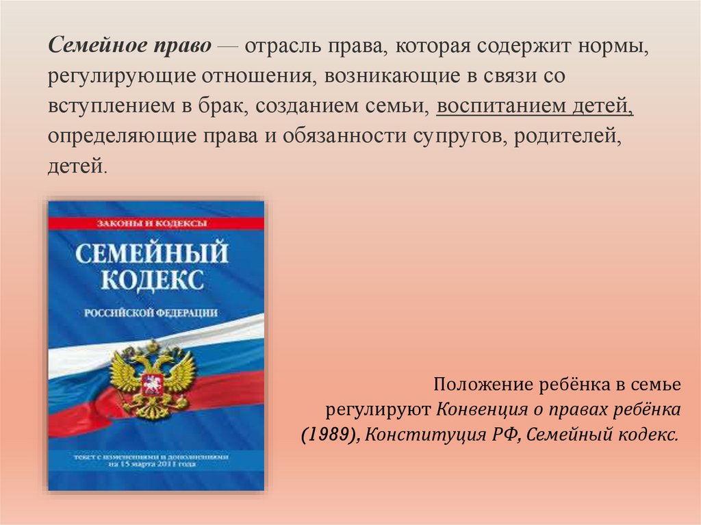 Основы семейного права в рф презентация