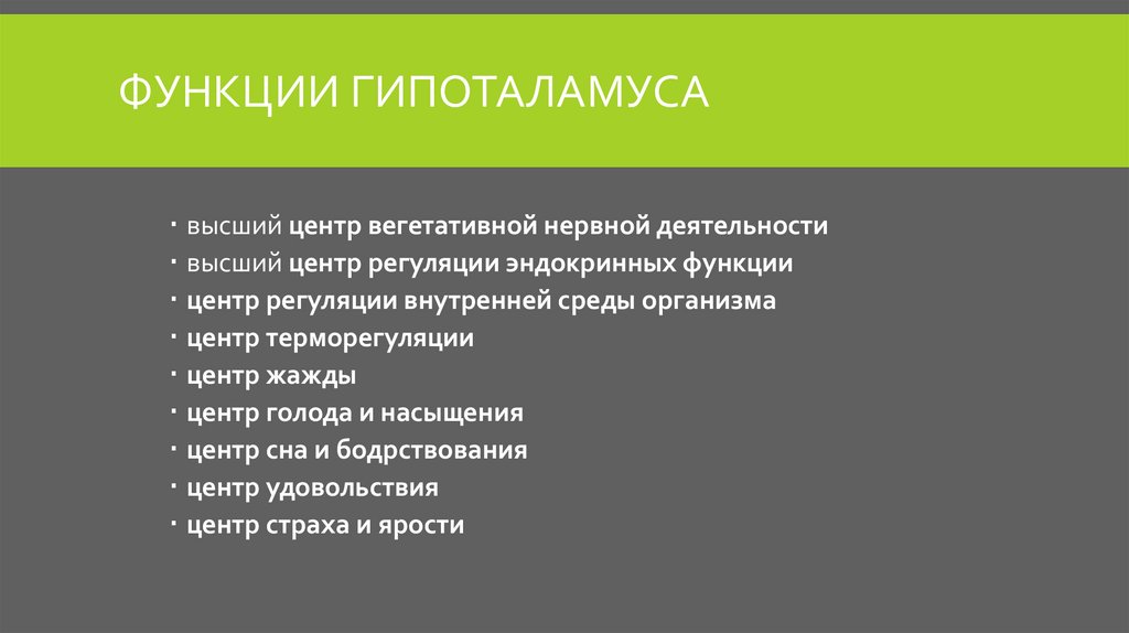 Гипоталамус Строение, функции, нарушение работы - презентацияонлайн