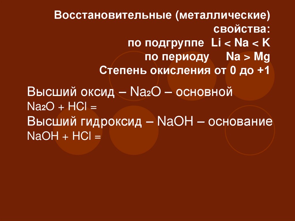 В ряду na mg al si металлические. Восстановительные и металлические восстановительные свойства. Be MG CA металлические свойства.