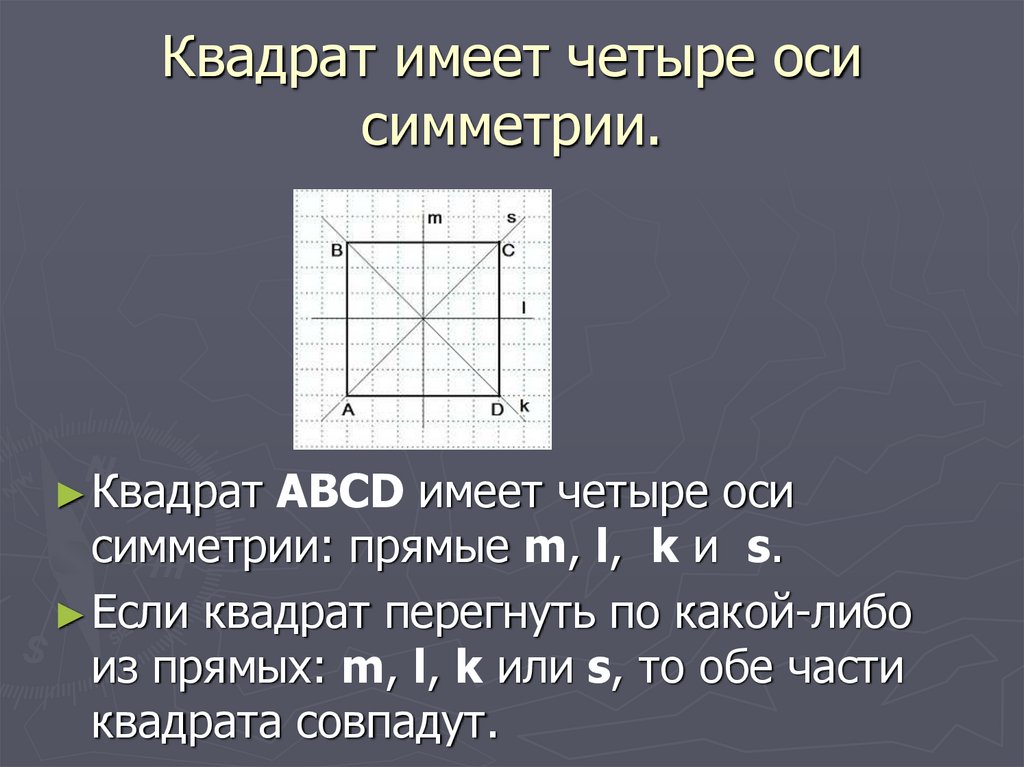 Сколько осей симметрии имеет прямоугольник не являющийся квадратом ответ проиллюстрируйте чертежом