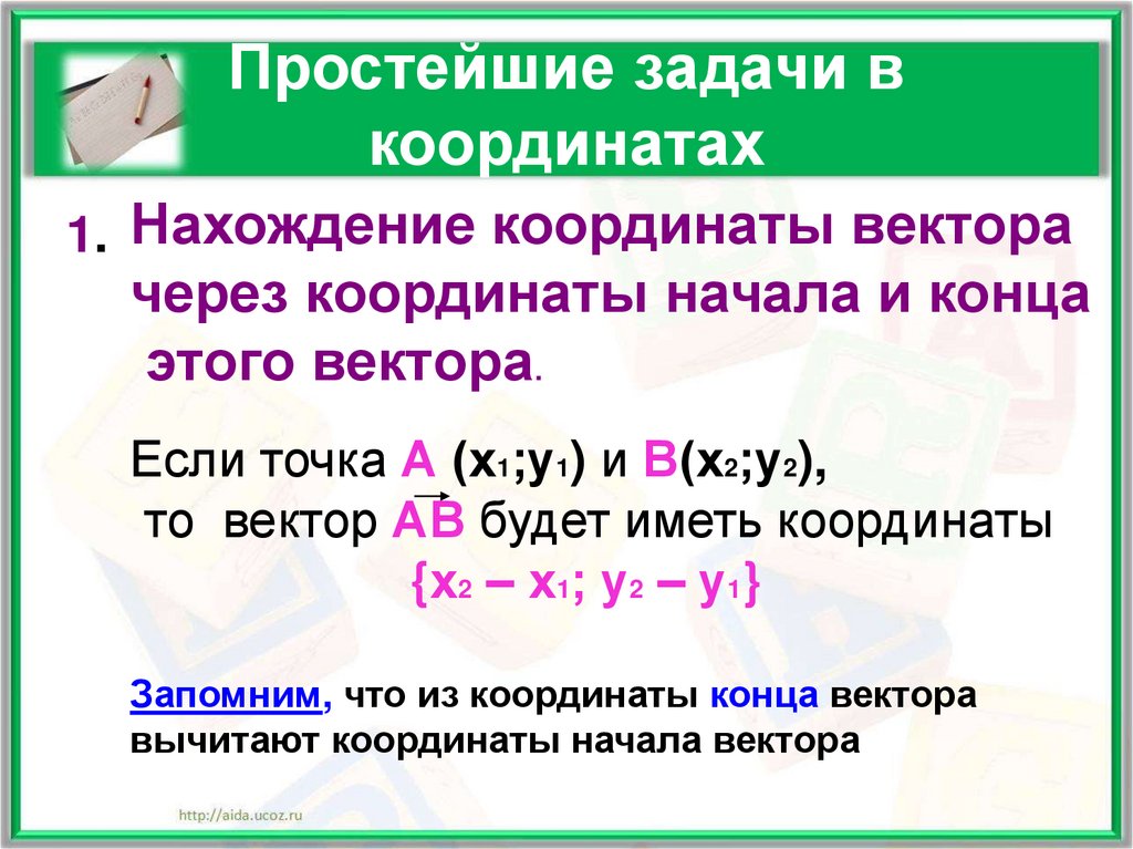 Презентация простейшие задачи в координатах простейшие задачи в координатах