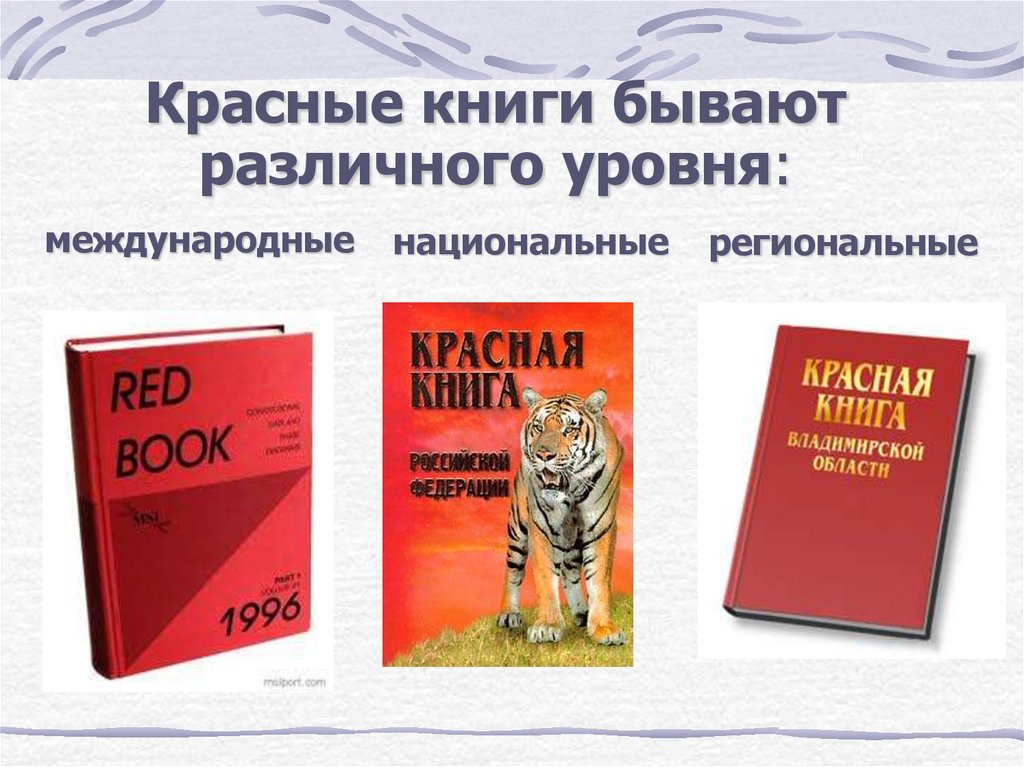 Красные книги бывают. Красная книга России и Международная красная книга. Какие бывают красные книги. Красные книги различных уровней. Виды красных книг.