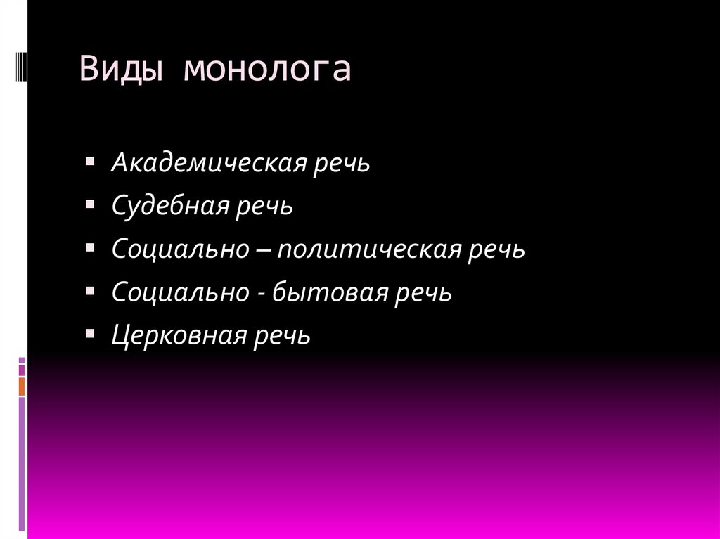 Виды монолога