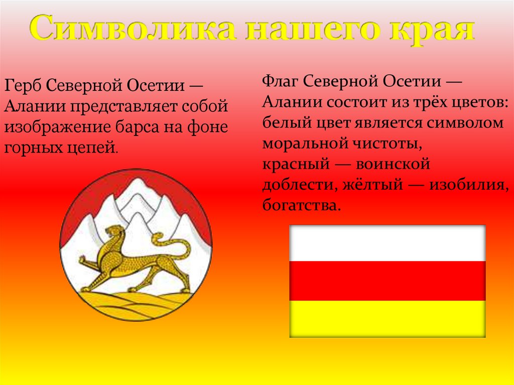 Факты осетии. Герб Северной Осетии. Герб Республики Северная Осетия Алания. Флаг и герб Северной Осетии. Флаг Республики Северная Осетия Алания.