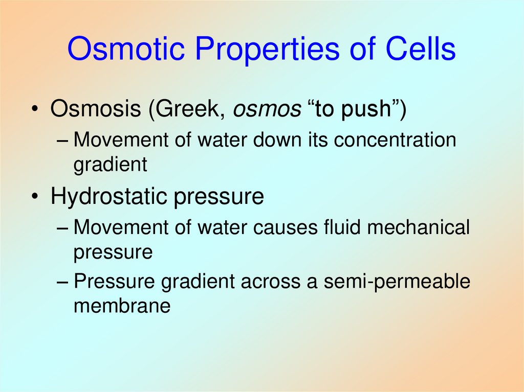 Osmotic Properties of Cells