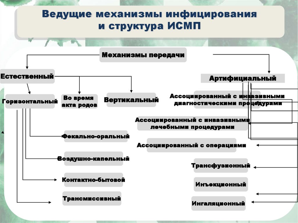 Естественный механизм передачи исмп. Профилактика ИСМП бывает специфическая и неспецифическая. Первое место в структуре ИСМП занимает.