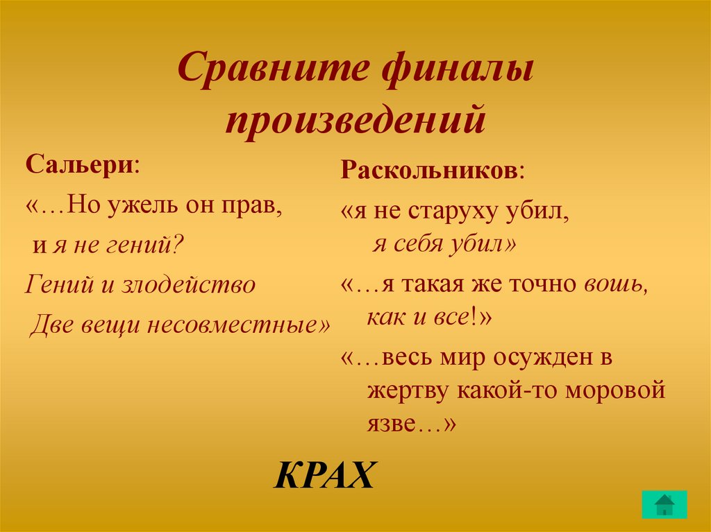 Сравните финалы произведений