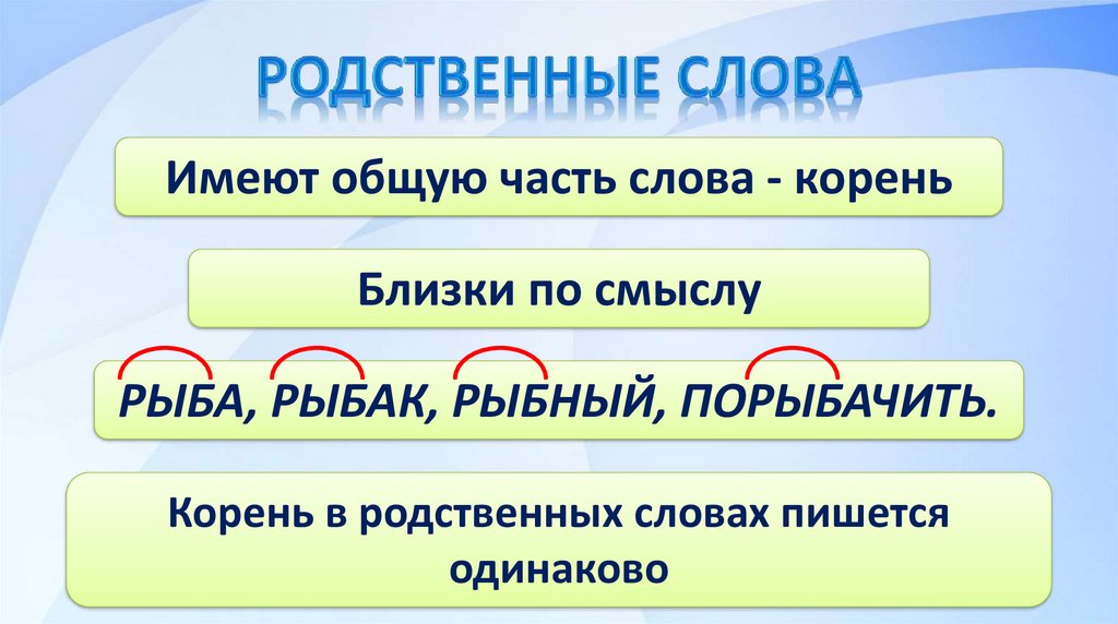 Найди в тексте родственные слова