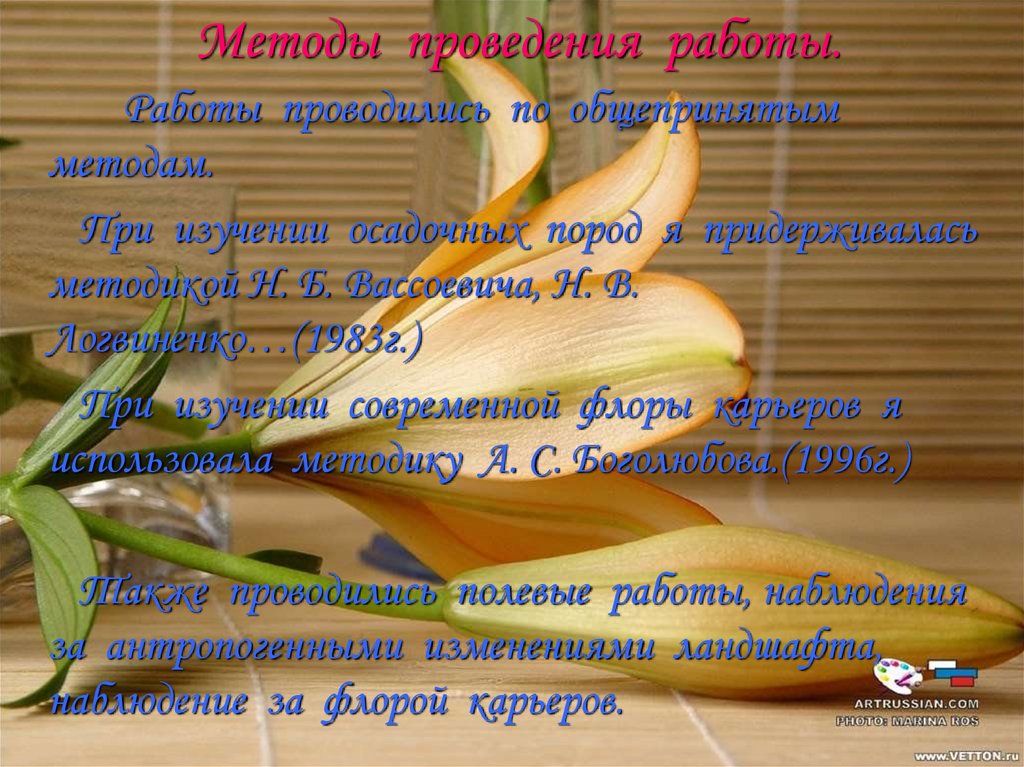 Методы проведения работы.