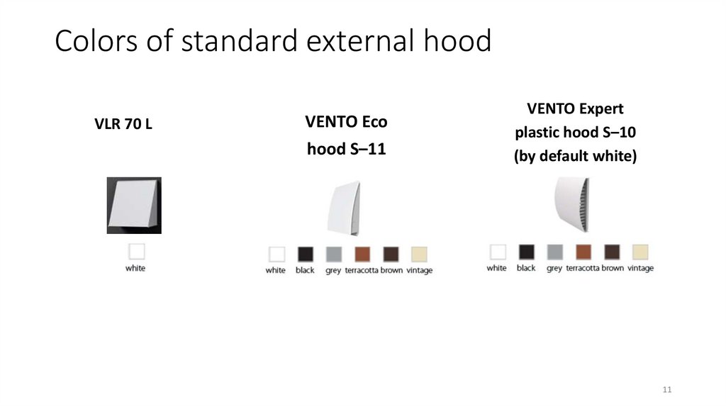 Colors of standard external hood