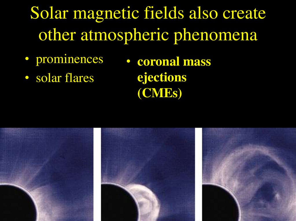 Solar magnetic fields also create other atmospheric phenomena