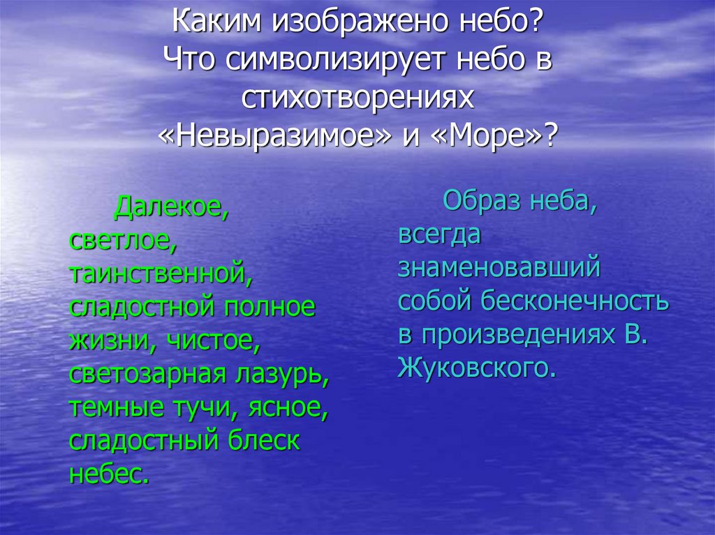 Анализ стихотворения к морю. Элегия море Жуковский.