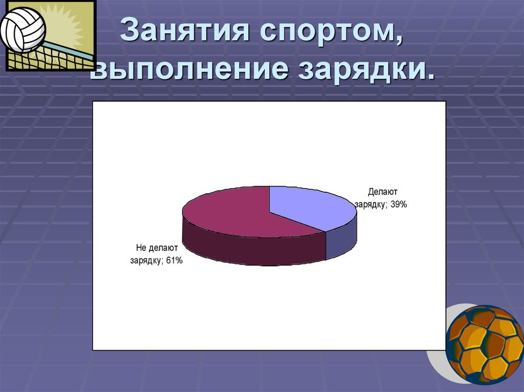 Занятия спортом, выполнение зарядки.