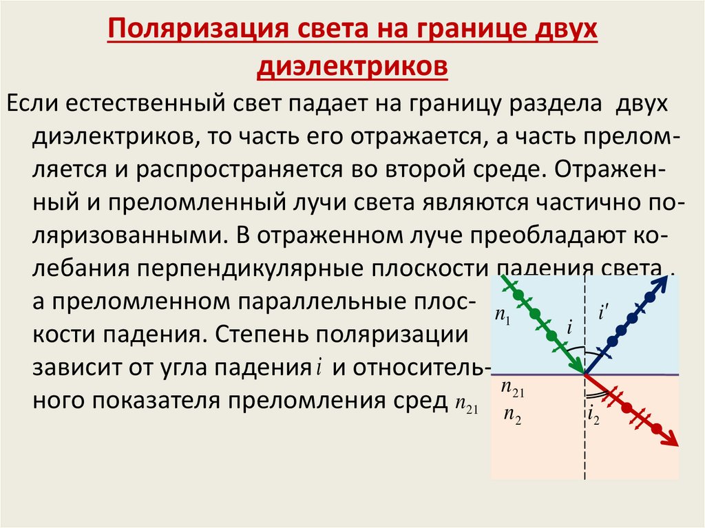 Закон брюстера имеет вид укажите на рисунке поляризацию лучей