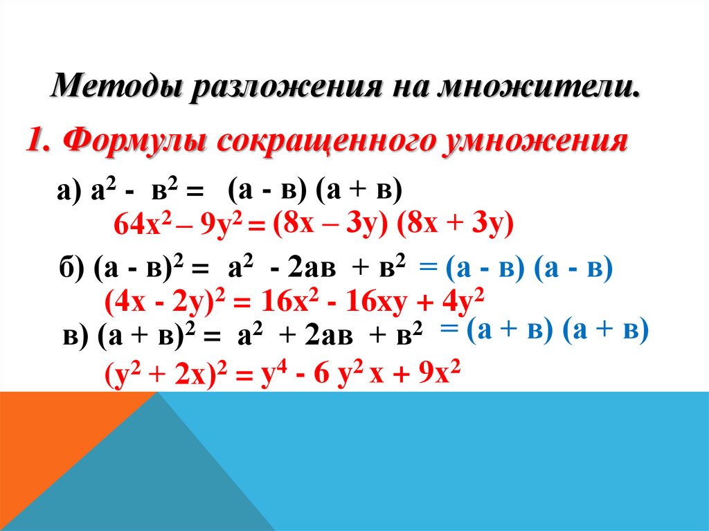 1 формулы сокращенного умножения