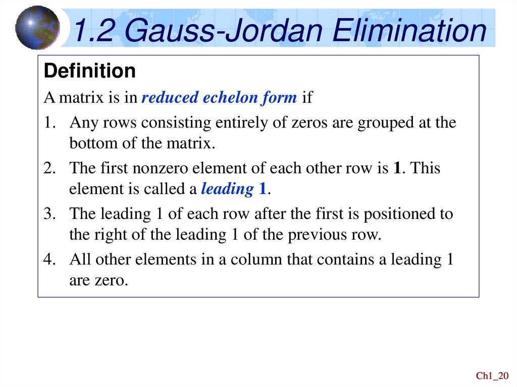 1.2 Gauss-Jordan Elimination