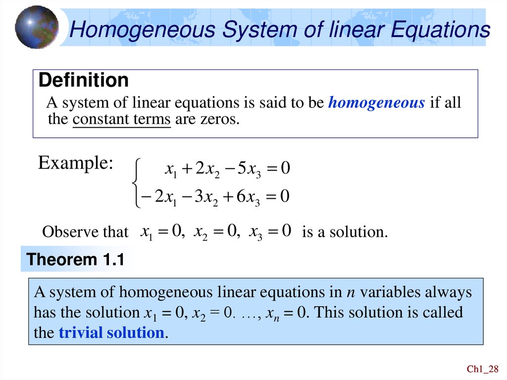 Homogeneous System of linear Equations