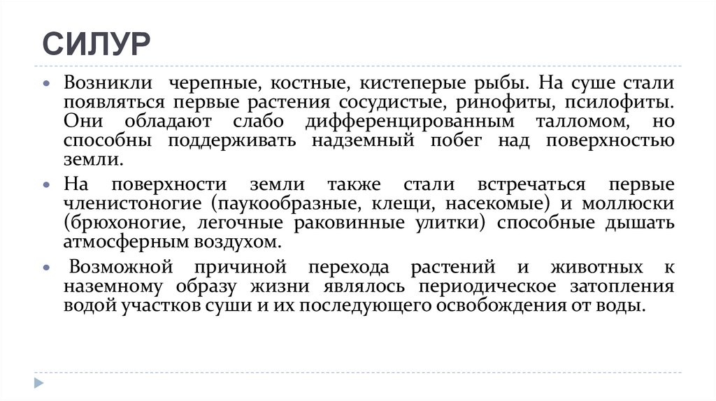 Становится более сухой и. Продолжительность силура. Геологическая история сосудистых растений.