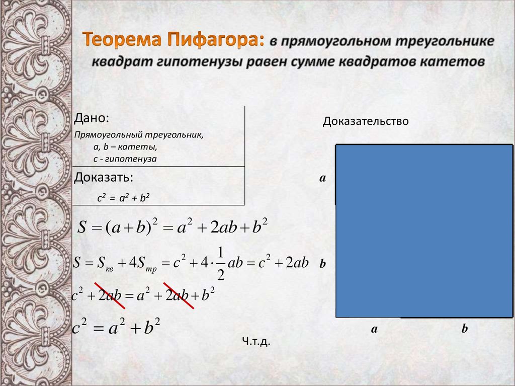 Теорема Пифагора - презентация онлайн