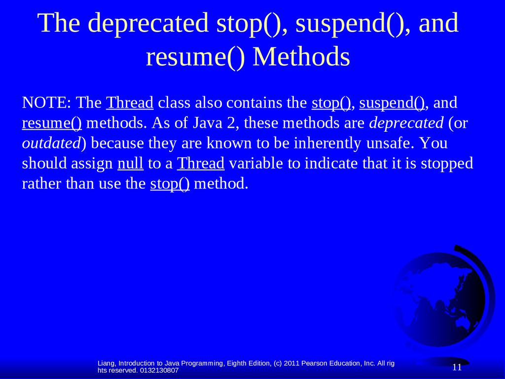 The deprecated stop(), suspend(), and resume() Methods