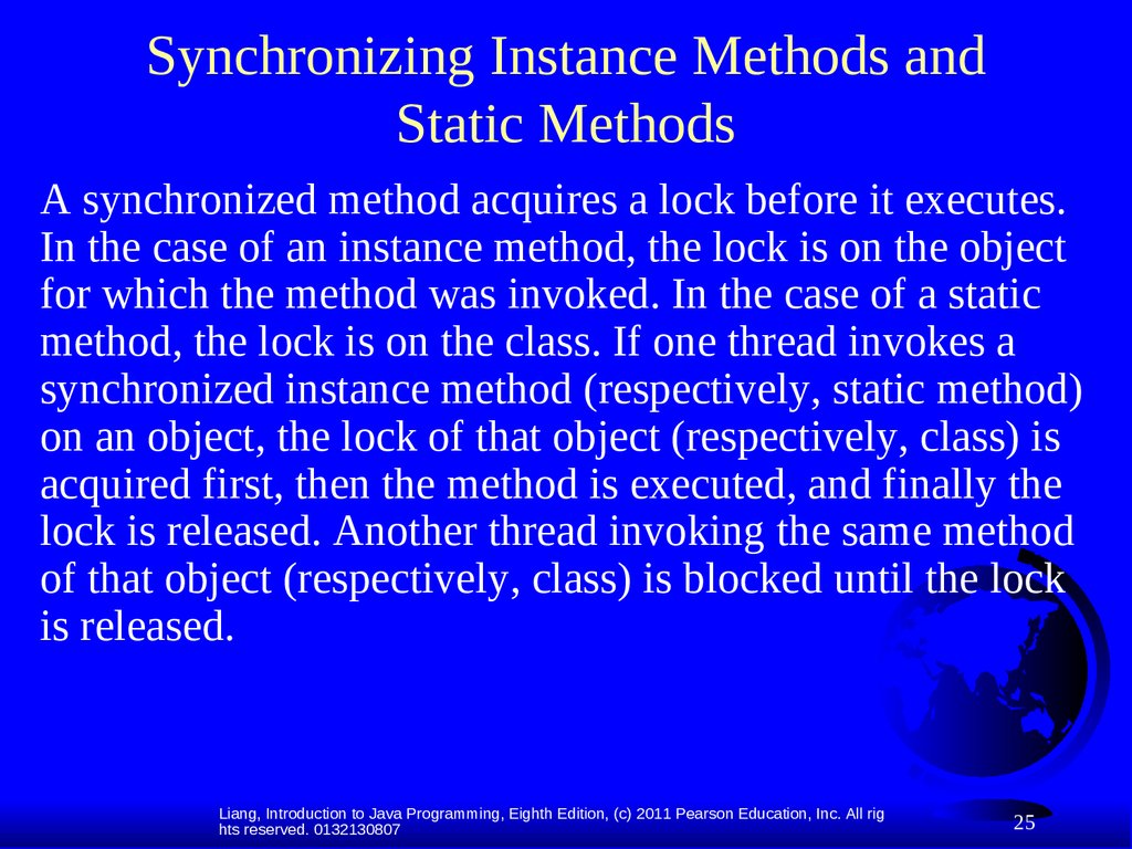 Synchronizing Instance Methods and Static Methods