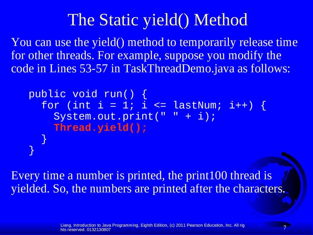 The Static yield() Method