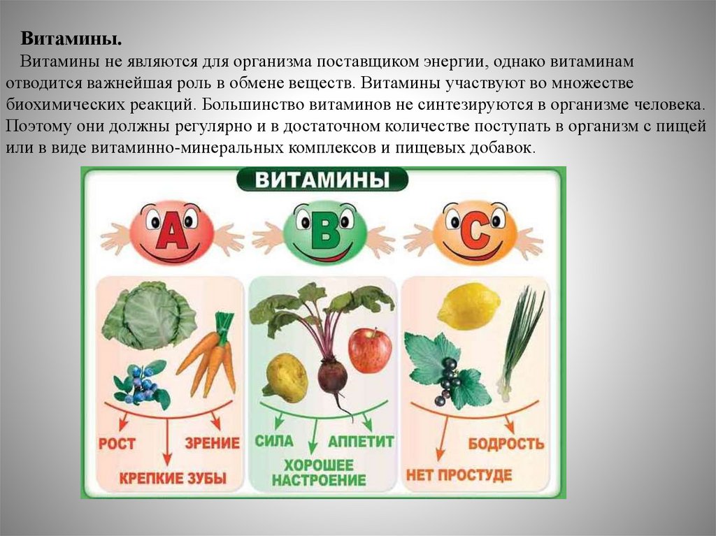 Минеральные вещества и витамины в организме школьников - презентация онлайн