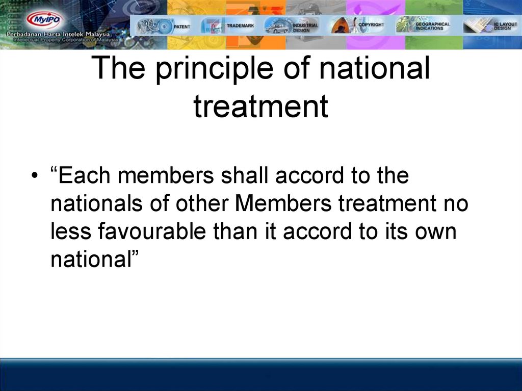 The principle of national treatment