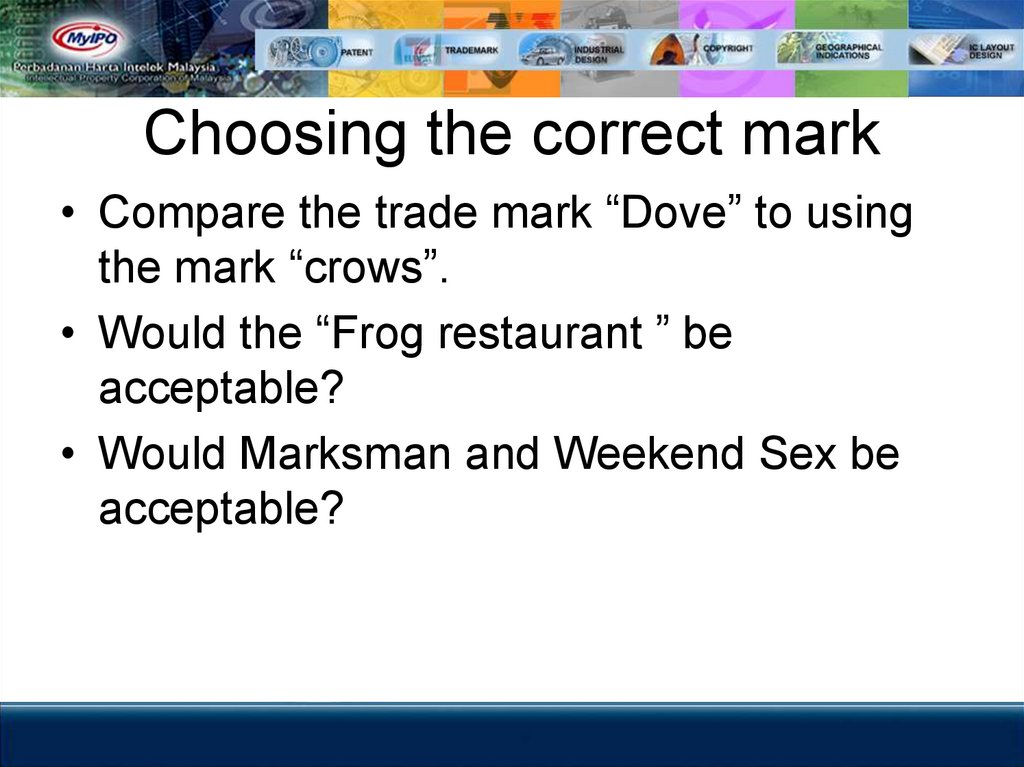 Choosing the correct mark