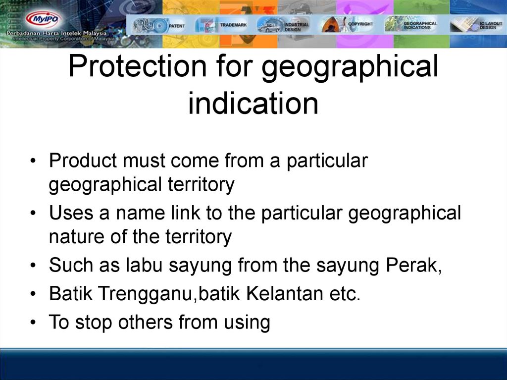 Protection for geographical indication